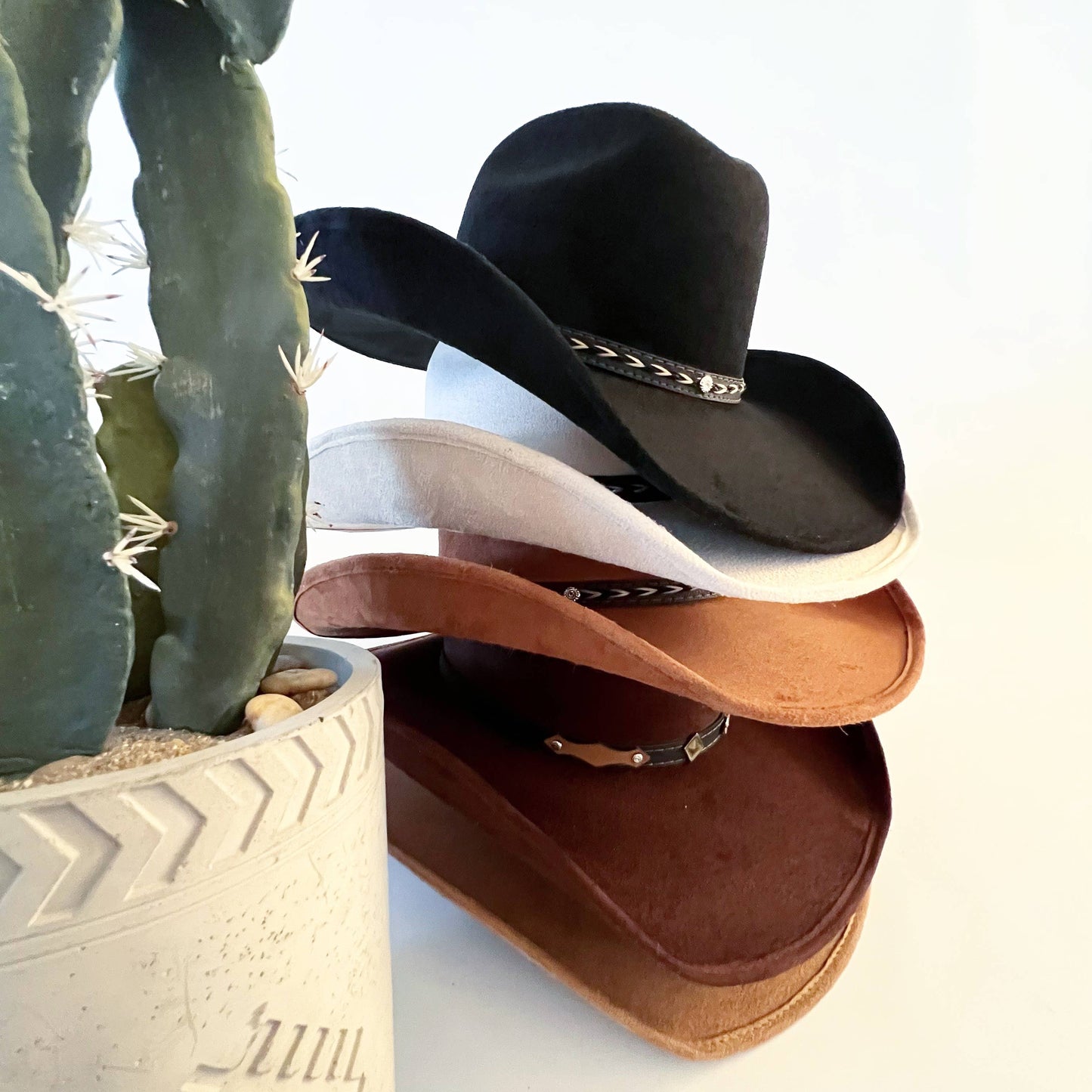 Unisex Vegan Suede Western Cowboy Hat: Red / Medium (56-58cm)