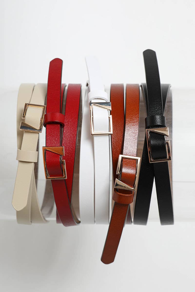 Asymmetrical Buckle Belt- Red