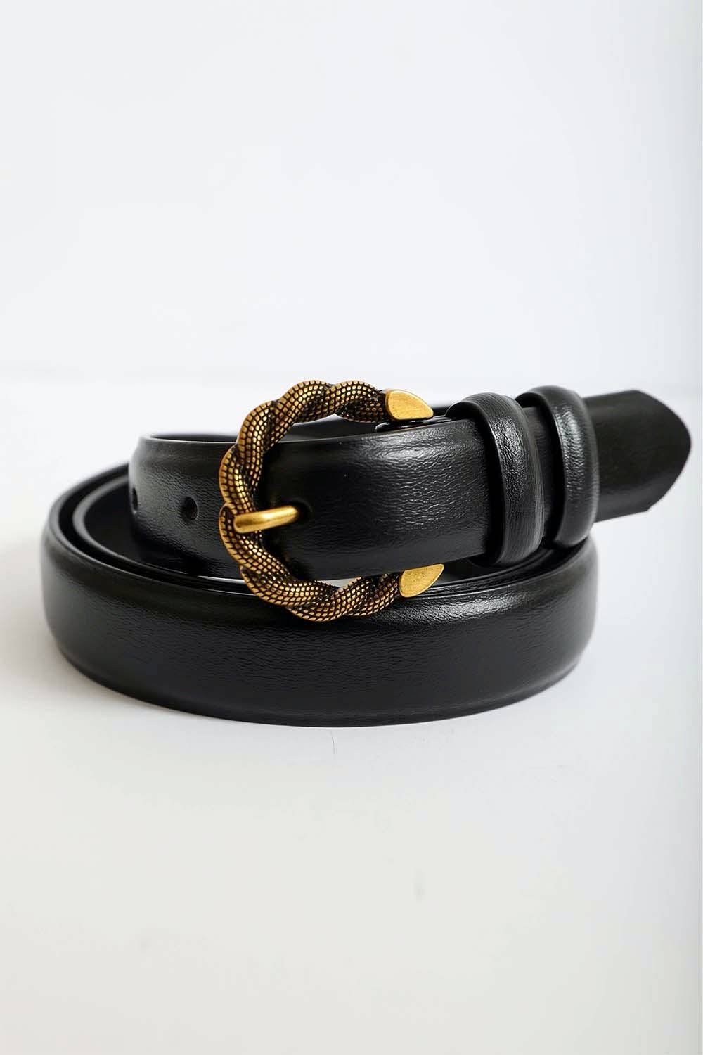 Twisted Buckle Belt - Leather