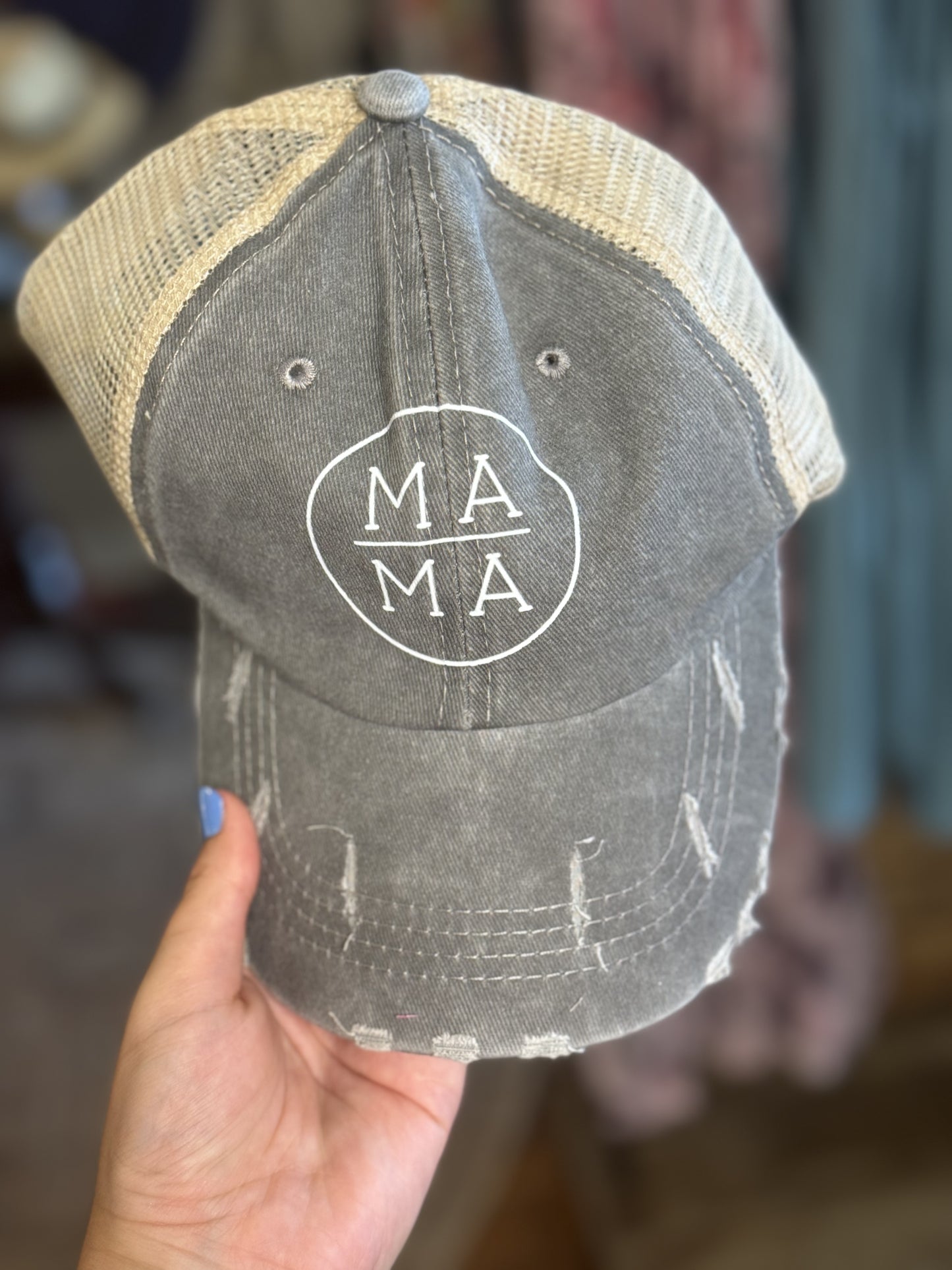 Mom Distressed Hats