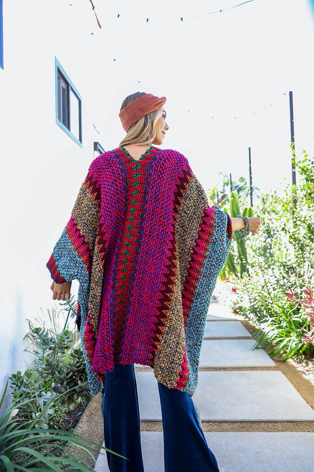 Crochet Magenta Ruana Sweater