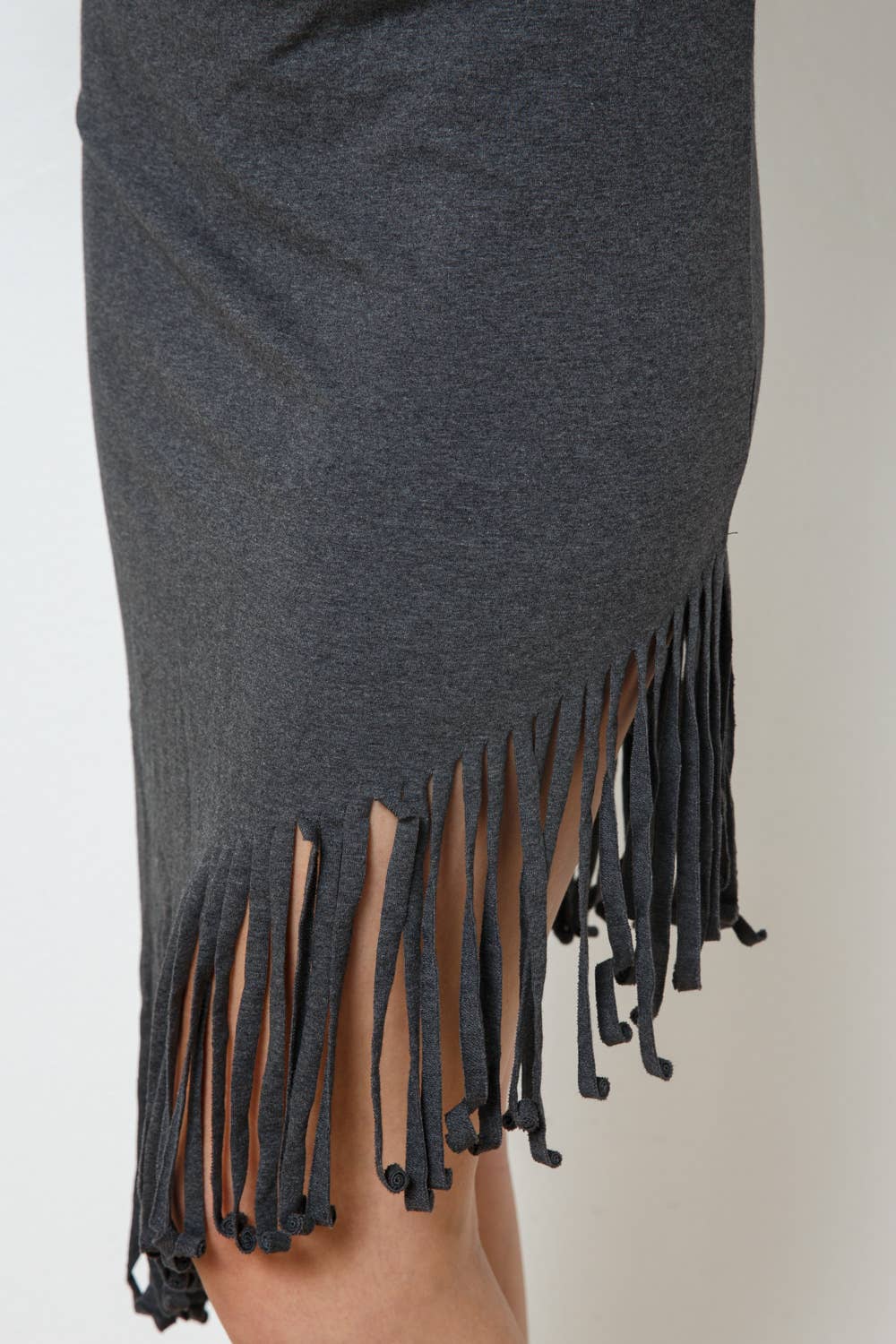 Asymmetrical Fringe French Terry Skirt