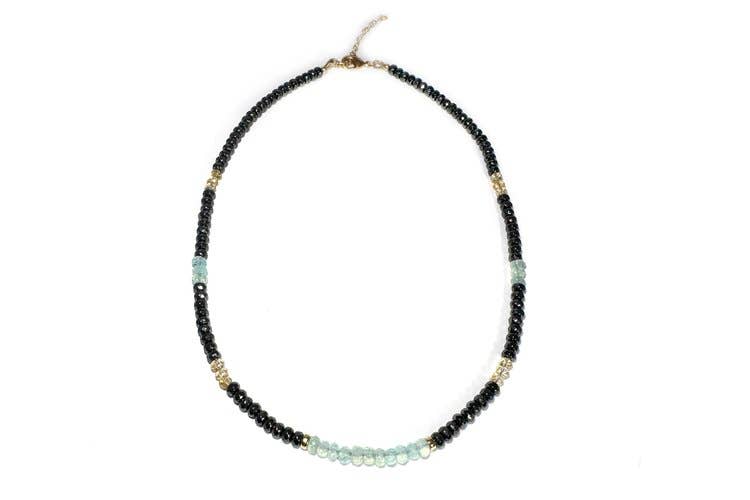 MINI BEADED HEMATITE & CHALCEDONY