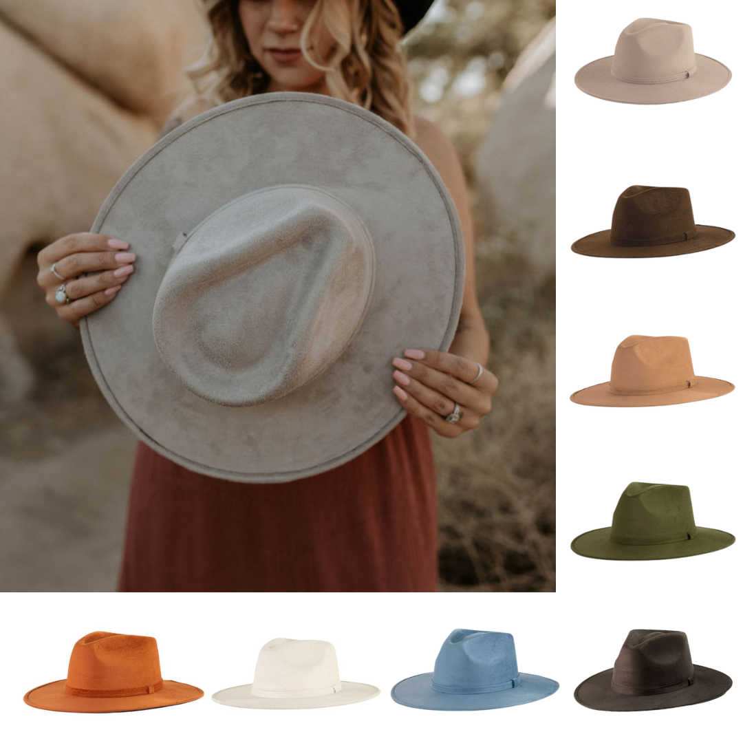 Vegan Suede Rancher Hat: Taupe