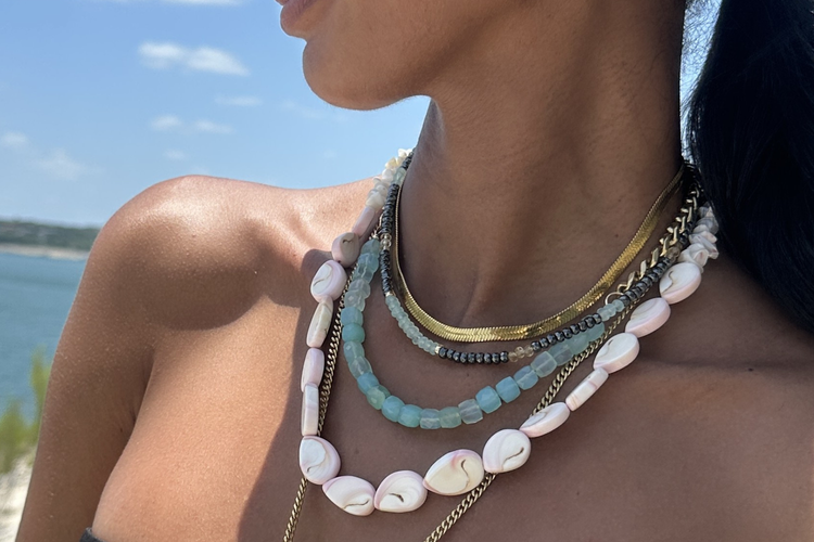 MINI BEADED HEMATITE & CHALCEDONY