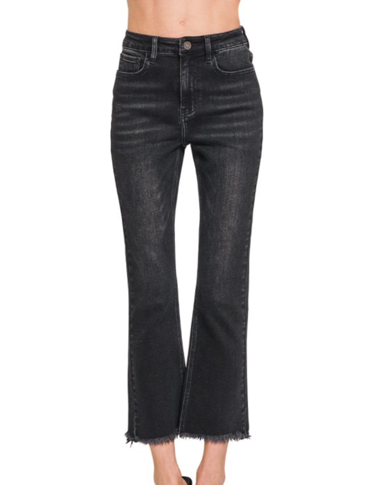 Black Wash Straight Leg Jeans