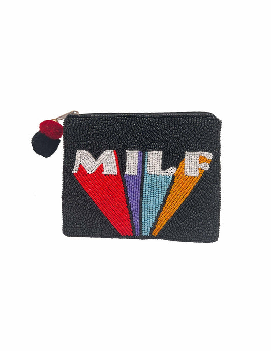 MILF RAINBOW BEADED COIN POUCH