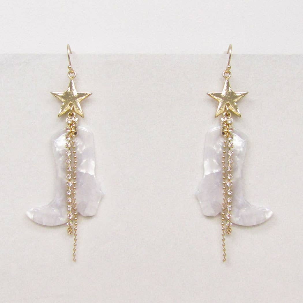 Cowboy Cowgirl Boot Drop Earrings: PKG / ONE SIZE