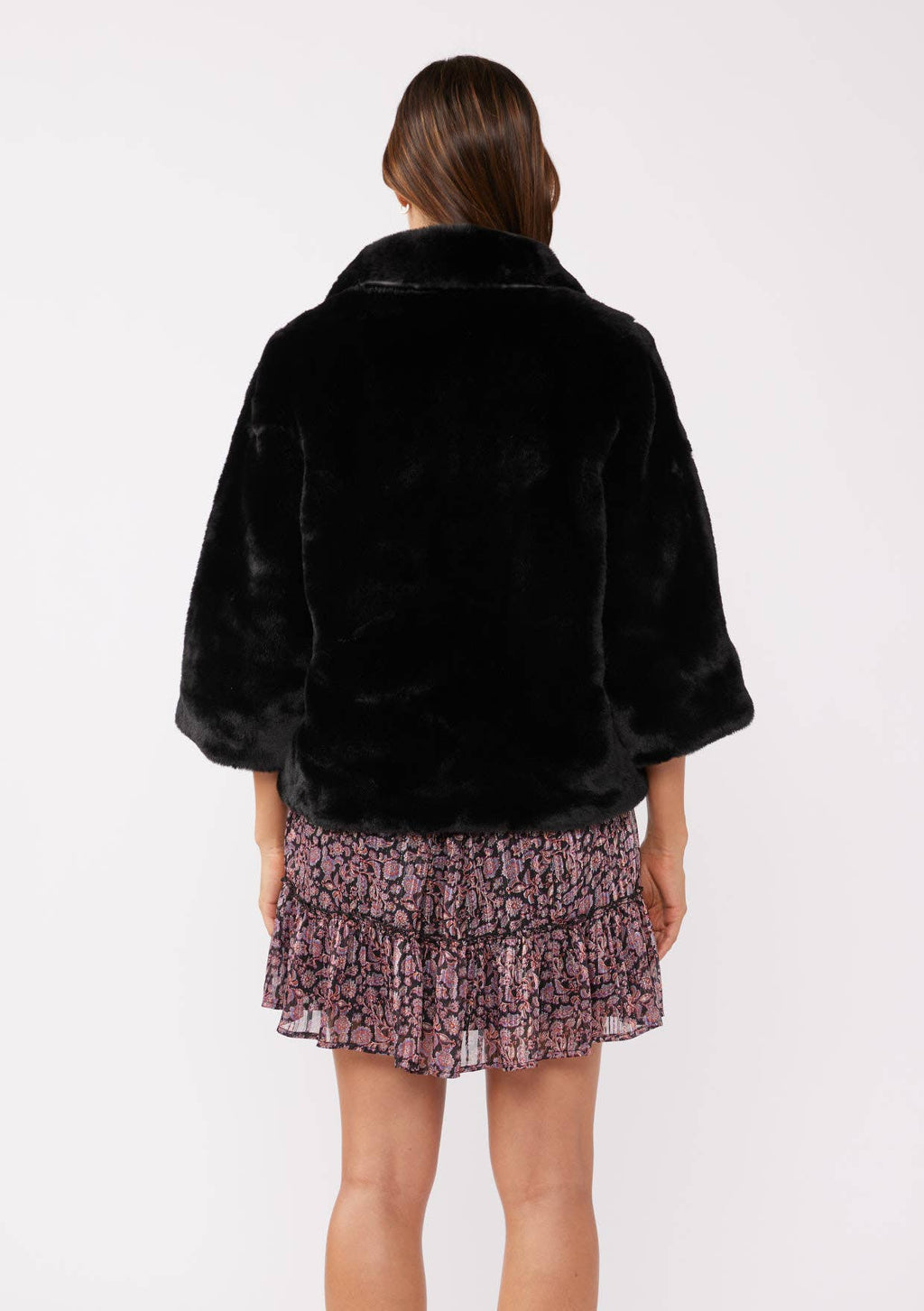 Black Luxe Faux Fur Coat
