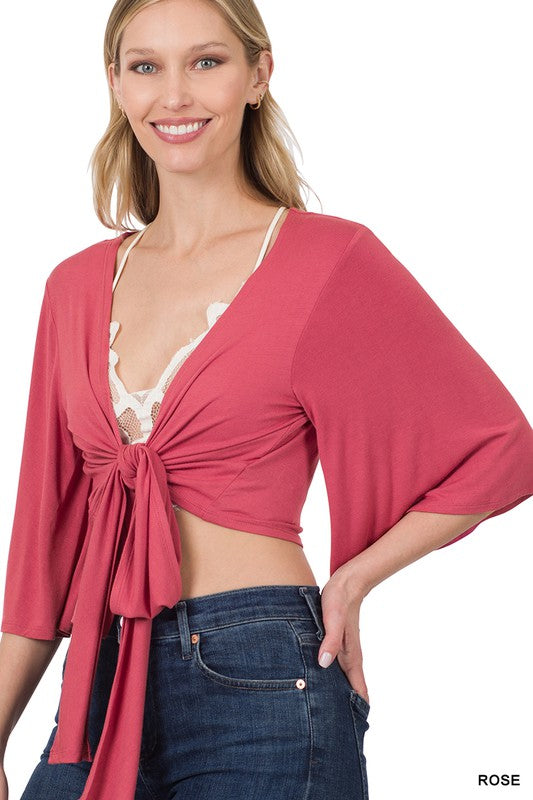 Tie Front Cropped Cardigan