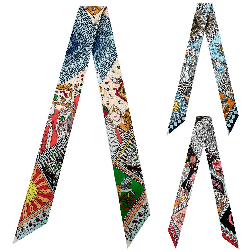 Colorful Geometric Pattern Light Weight Scarf: BLU / ONE SIZE