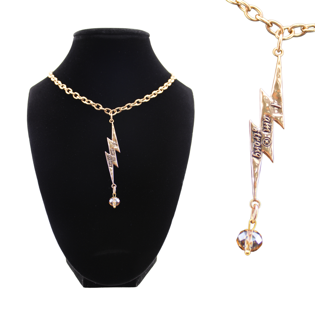 I Am Strong Lightning Bolt Choker Necklace: Silver / M/L (22")
