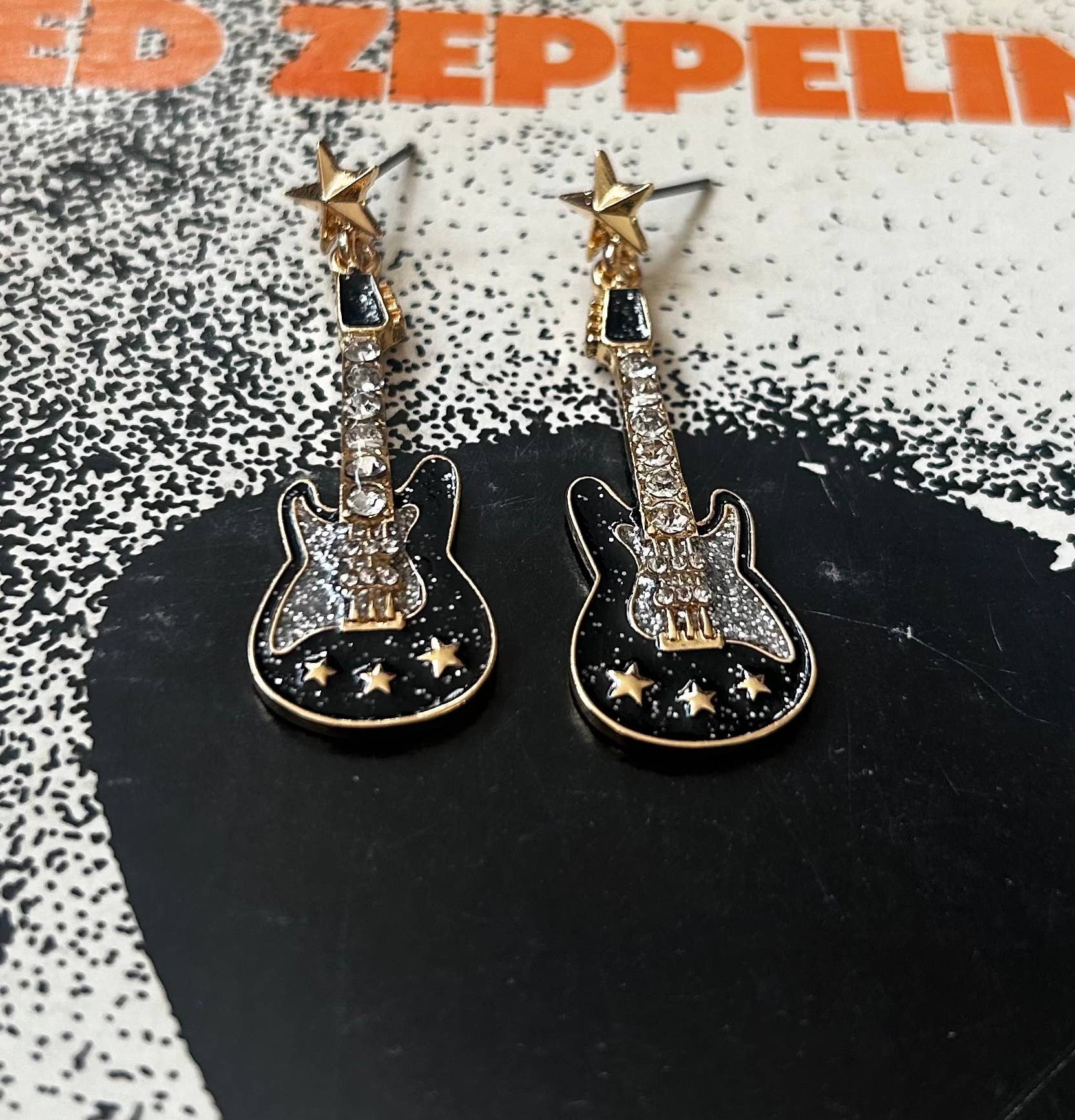 Black Electric Guitar Earrings