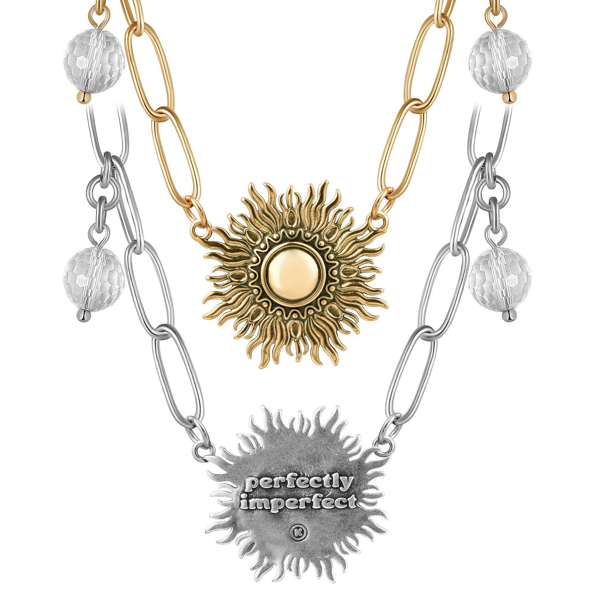 Perfectly Imperfect Starburst Long Chain Necklace: Gold Finish