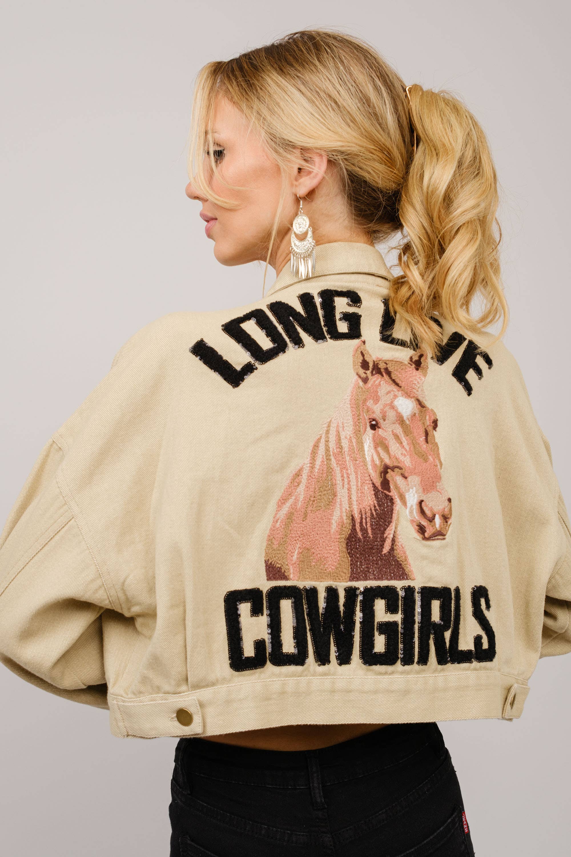 Long Live Cowgirls Patch  Denim Jacket