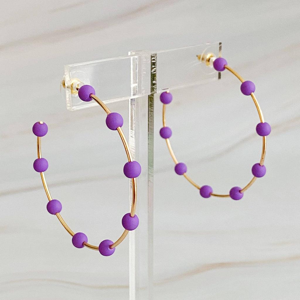 Games On Cloud Nine Hoop Earrings: Fuchsia