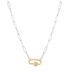 Carabiner Paperclip Charm Necklace -Gold