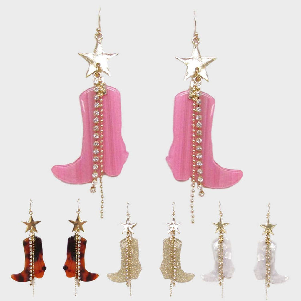 Cowboy Cowgirl Boot Drop Earrings: PKG / ONE SIZE