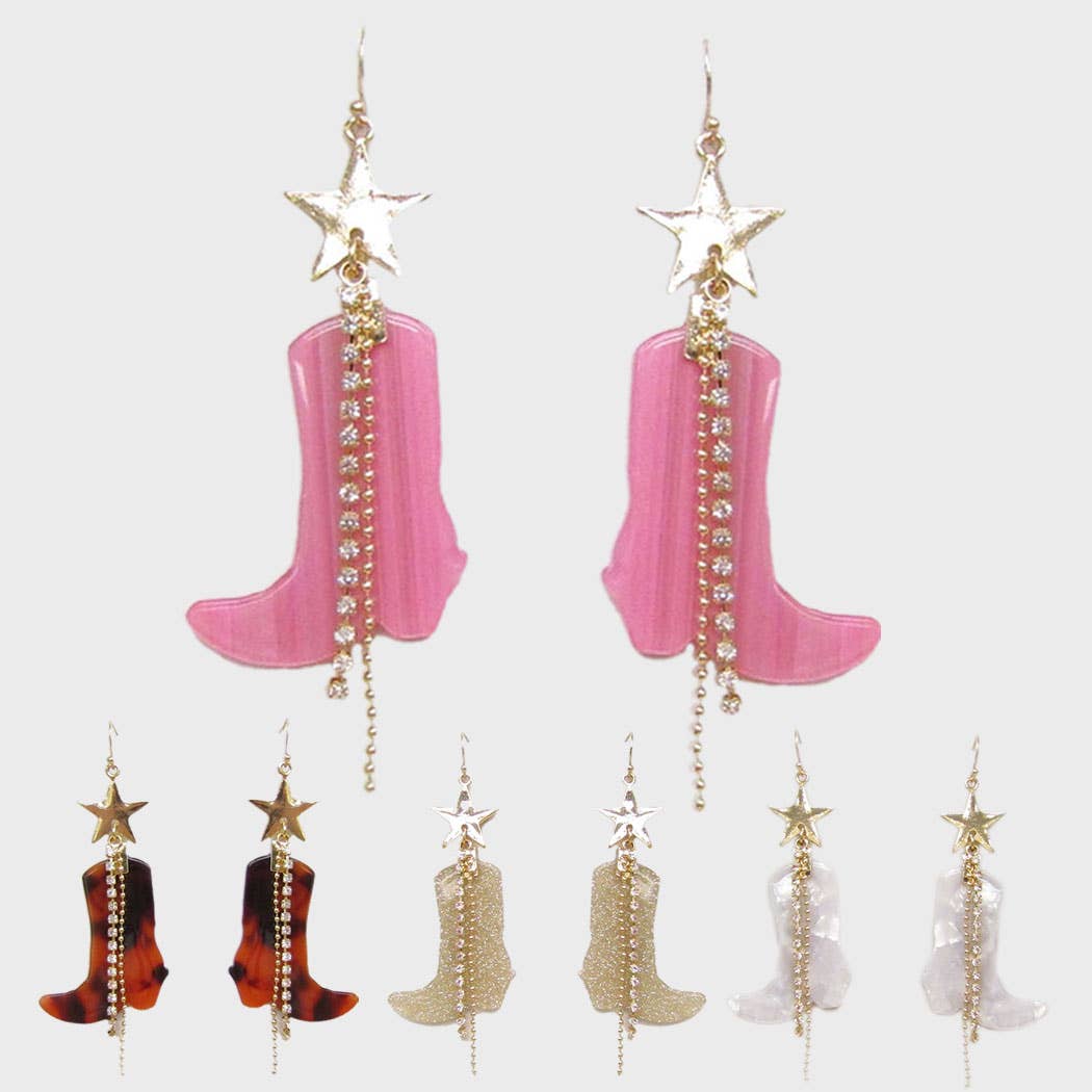 Cowboy Cowgirl Boot Drop Earrings: PKG / ONE SIZE
