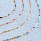 Color Pop Enamel Chain Necklace: Pink