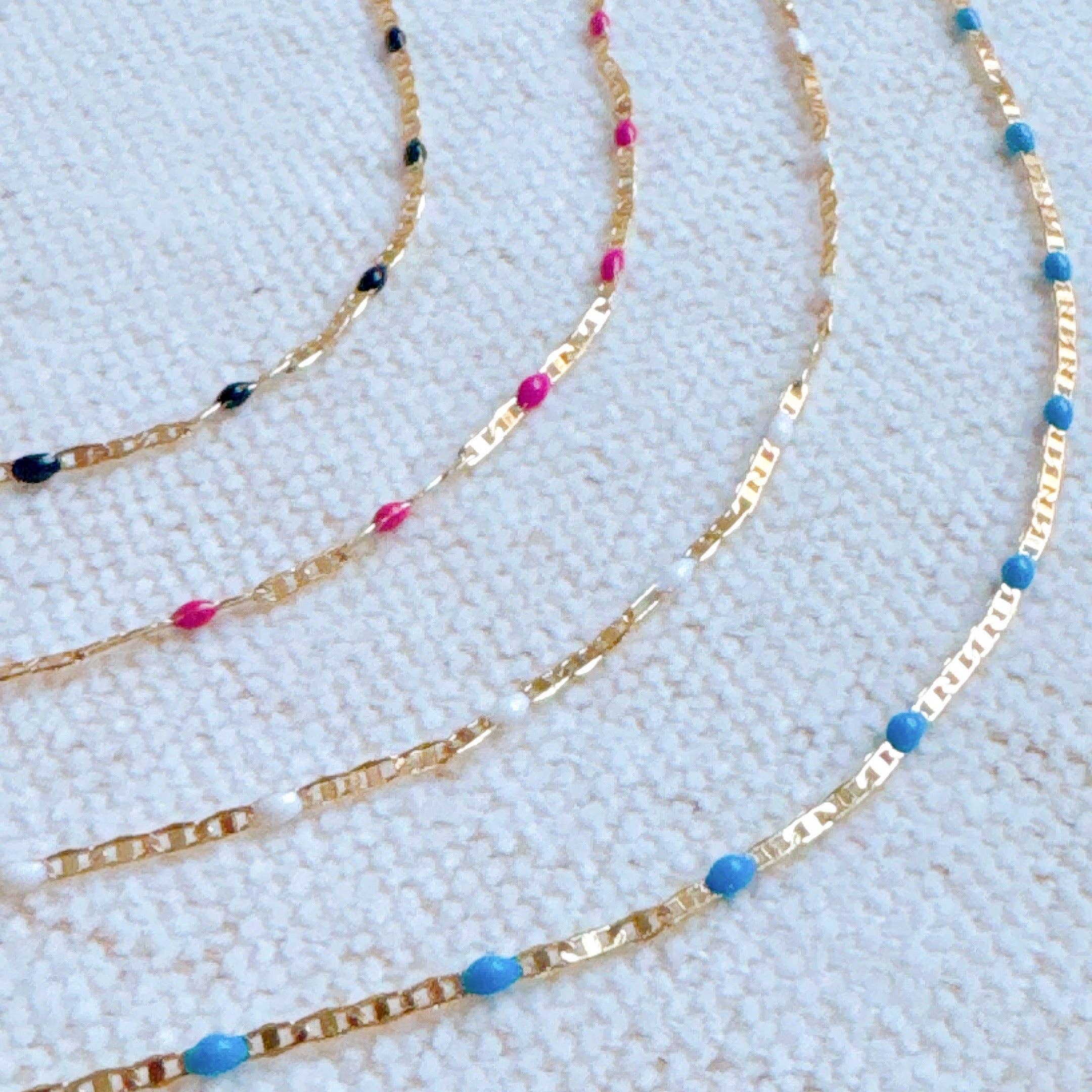 Color Pop Enamel Chain Necklace: Pink