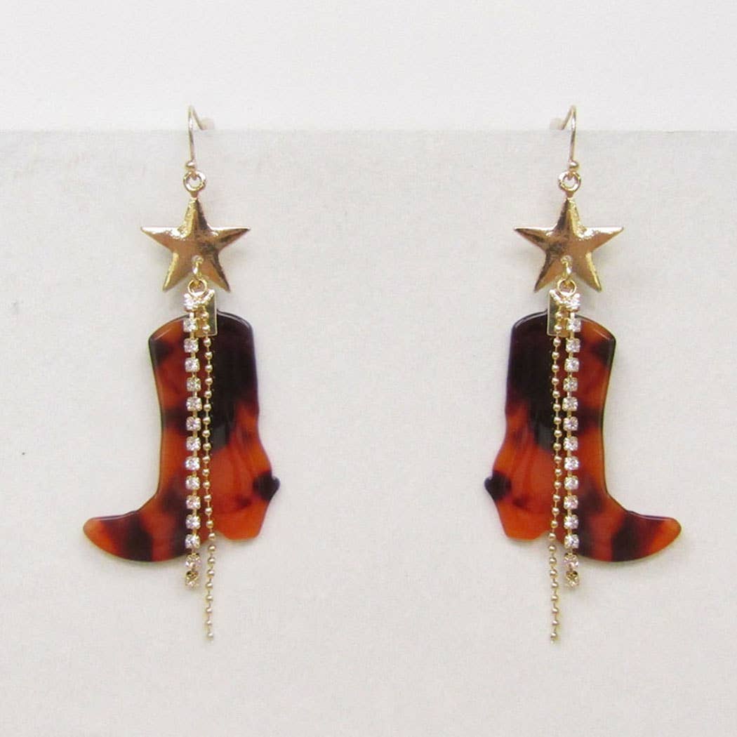 Cowboy Cowgirl Boot Drop Earrings: PKG / ONE SIZE