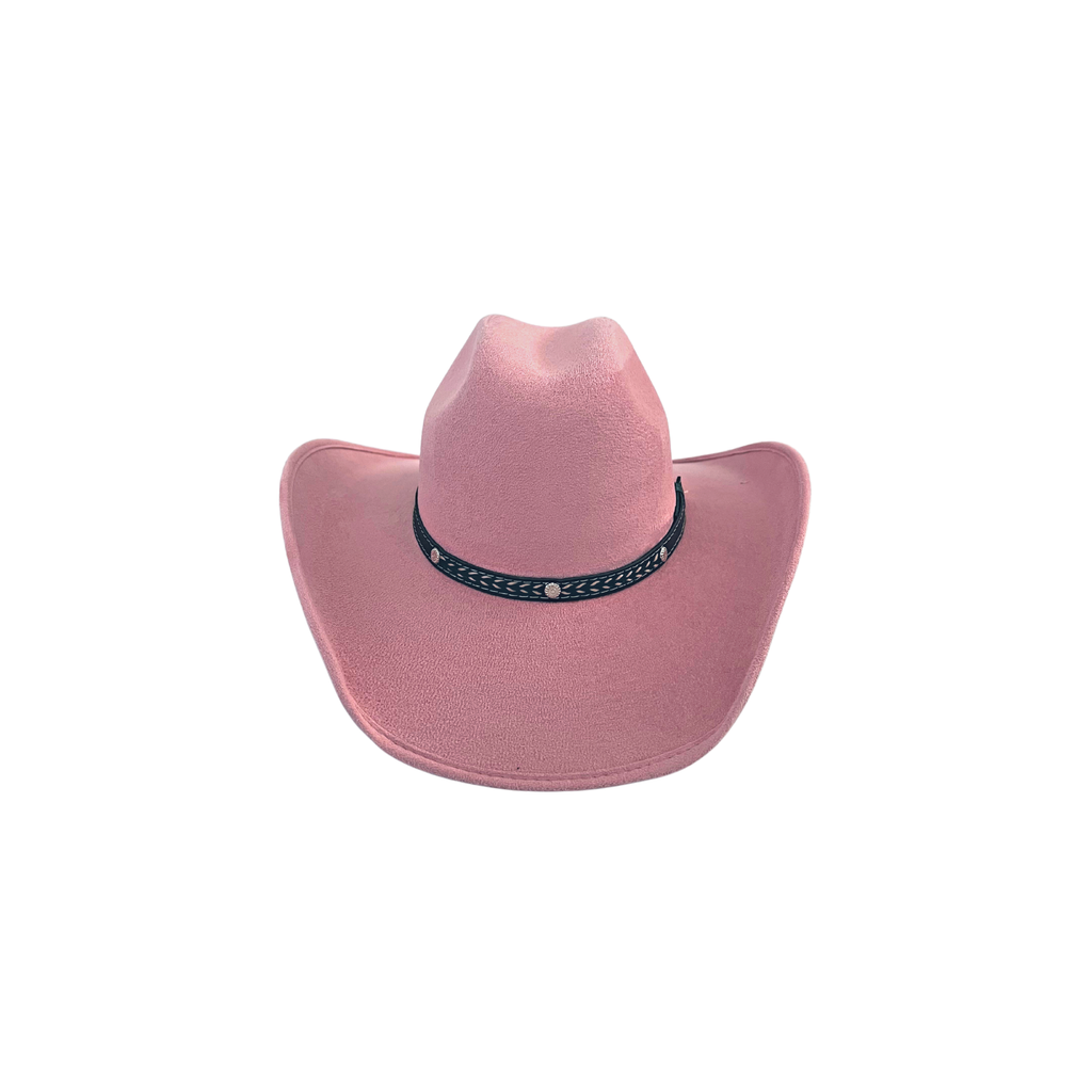 Unisex Vegan Suede Western Cowboy Hat: Red / Medium (56-58cm)