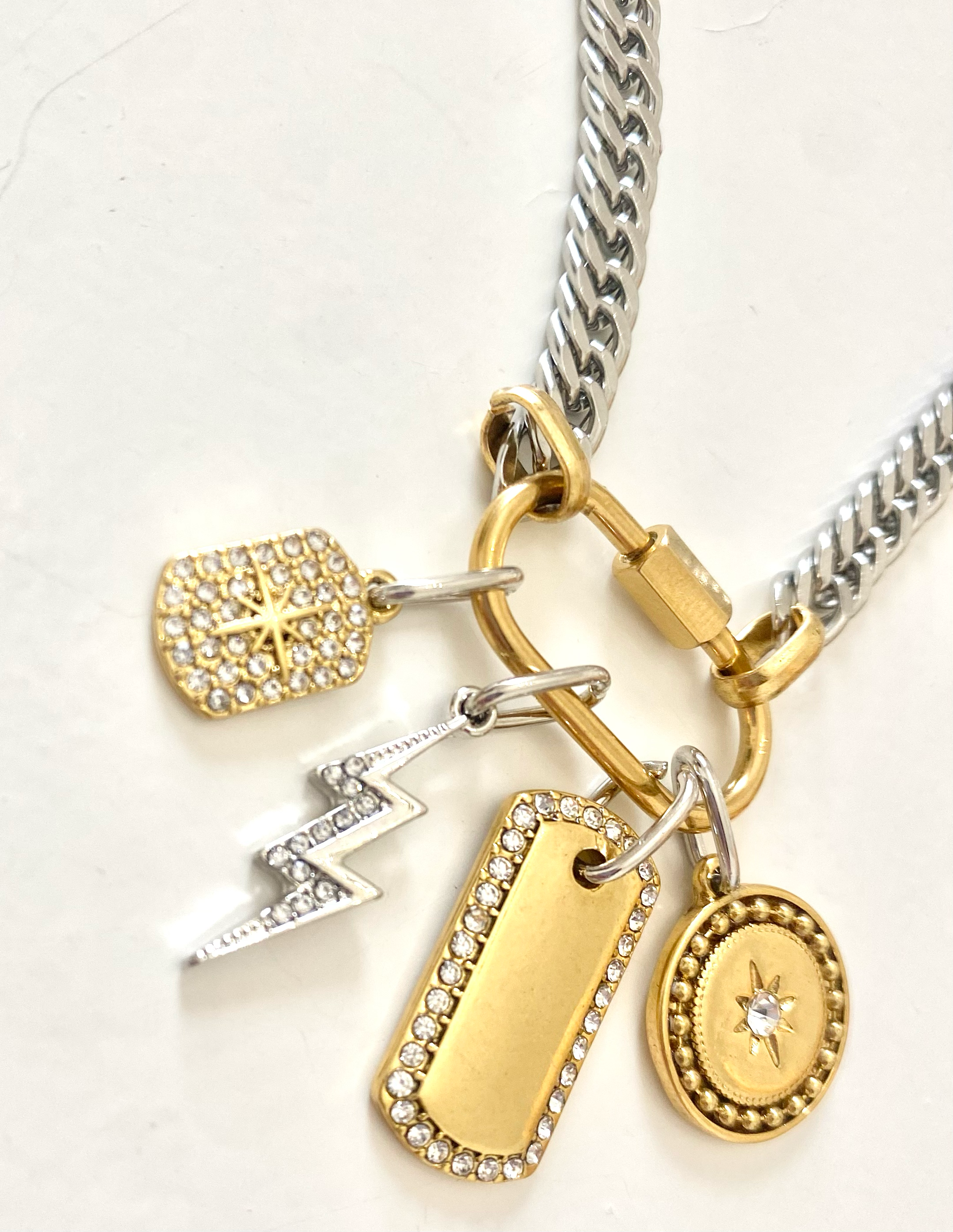 Carabiner Charm Necklace- Steel Waterproof