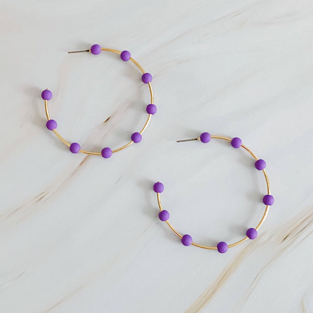 Games On Cloud Nine Hoop Earrings: Fuchsia