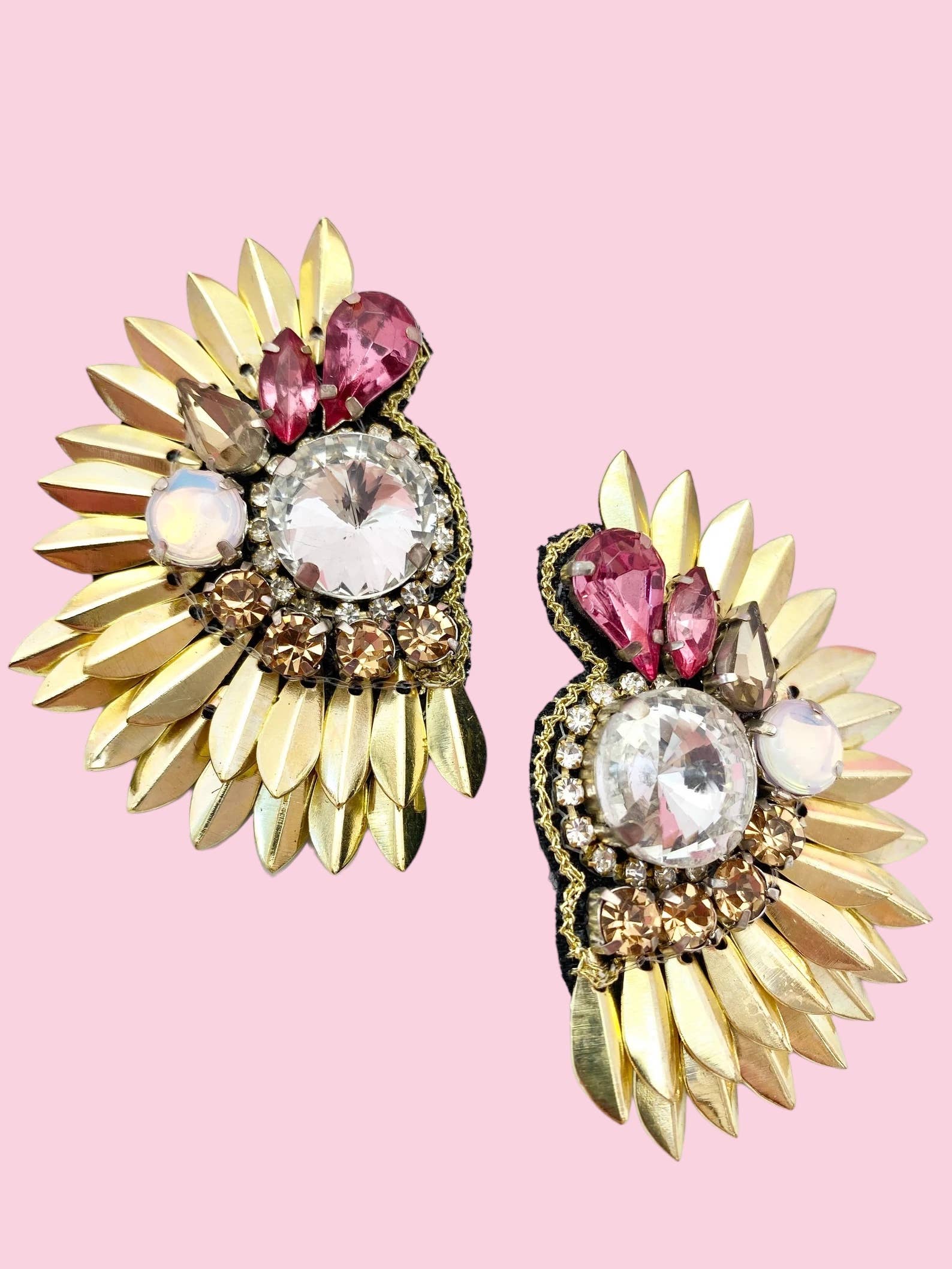 Pink/Gold Wing Earring