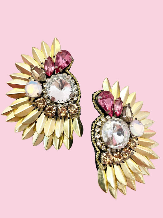 Pink/Gold Wing Earring
