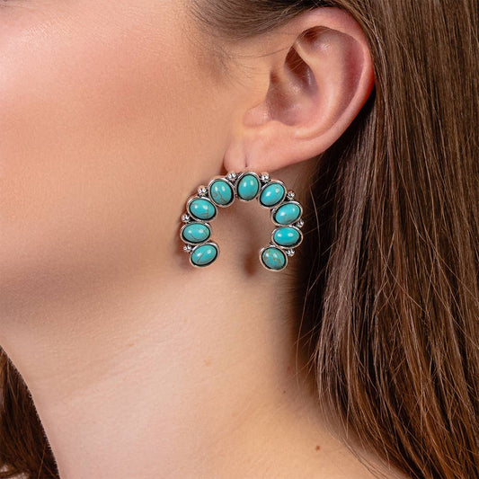 Squash Blossom Earrings: Turquoise & Silver