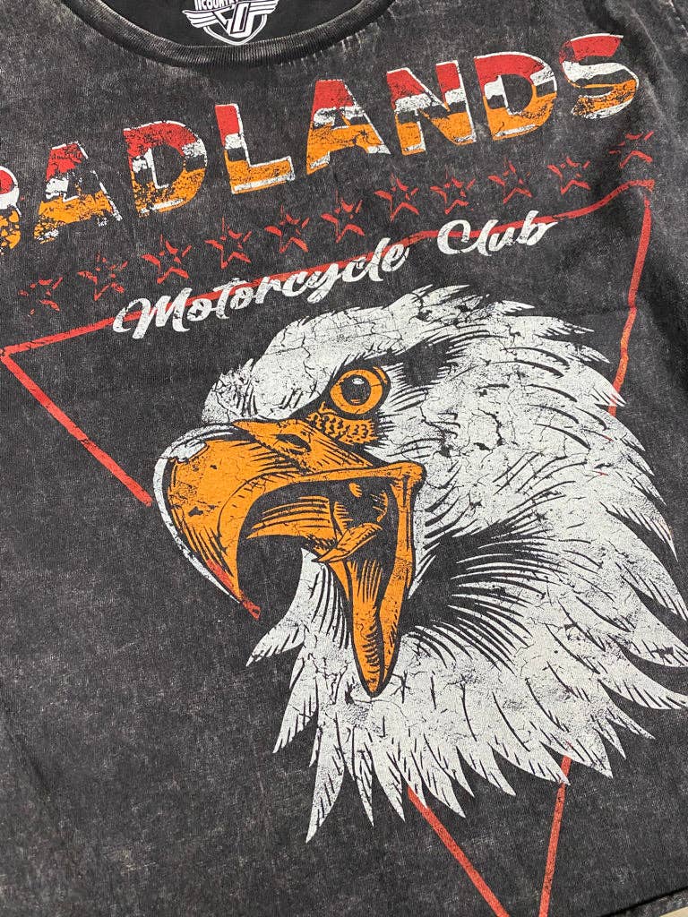 BadLands Motorcycle Club Cropped Acid wash T-shirt