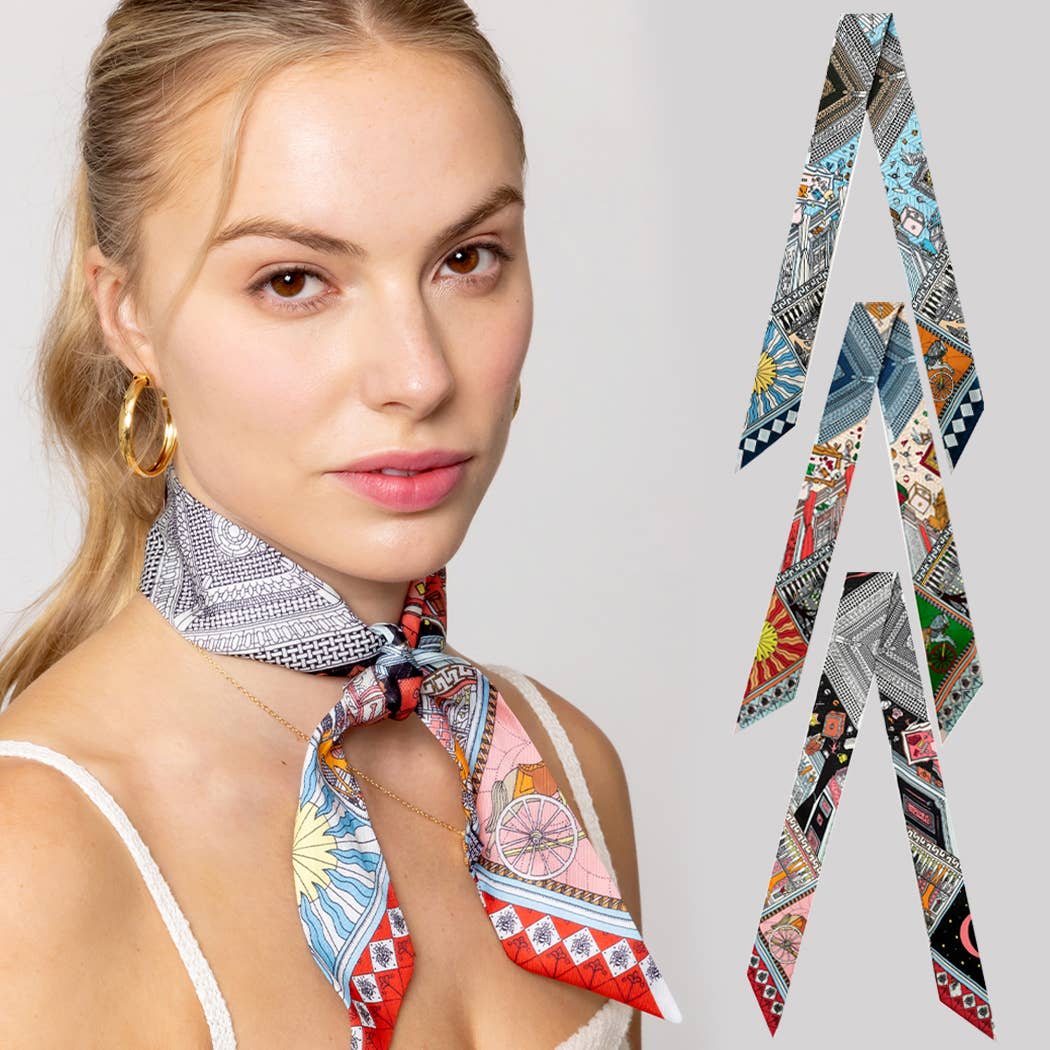 Colorful Geometric Pattern Light Weight Scarf: BLU / ONE SIZE