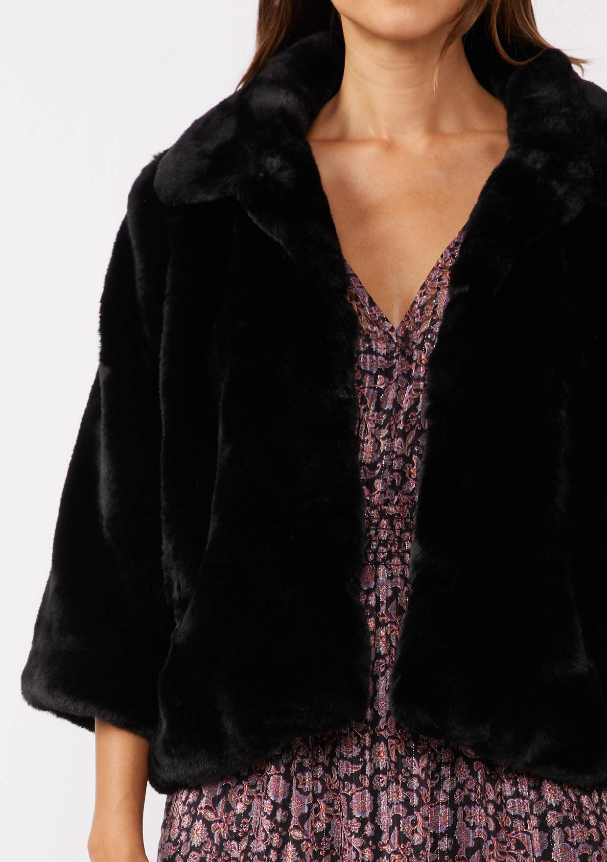 Black Luxe Faux Fur Coat