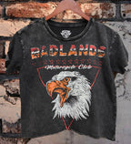 BadLands Motorcycle Club Cropped Acid wash T-shirt