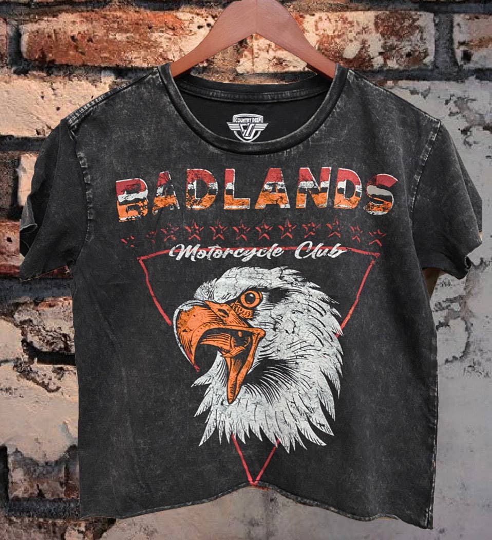 BadLands Motorcycle Club Cropped Acid wash T-shirt