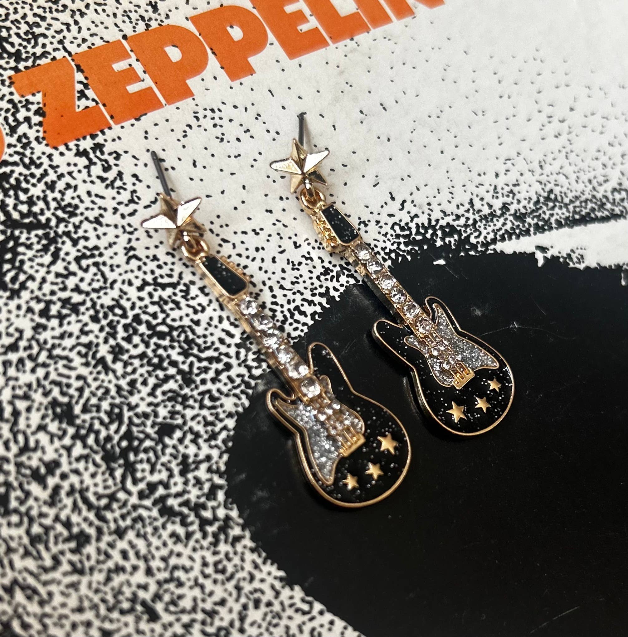 Black Electric Guitar Earrings