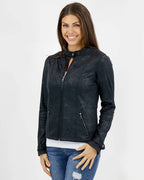 Leather Like Cafe Race Jacket in Black