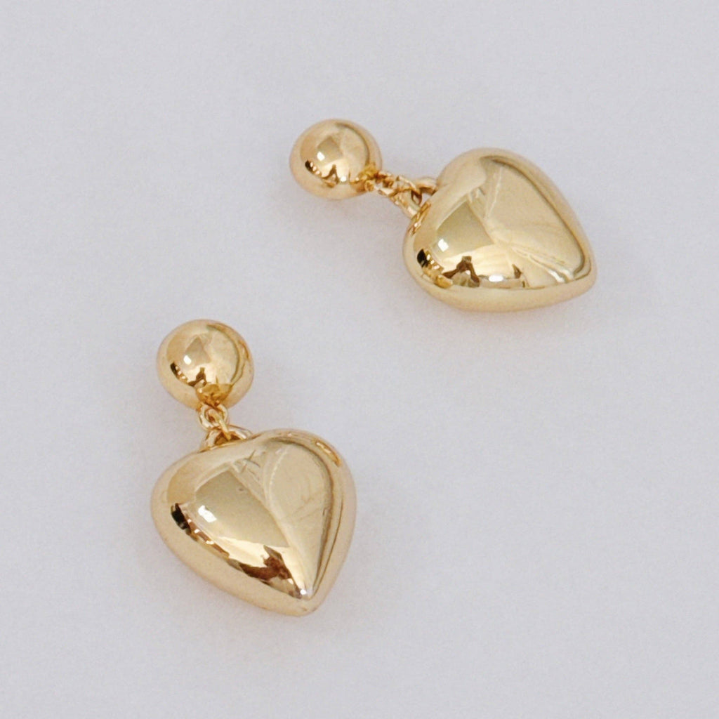 Puff Dangle Heart Earrings