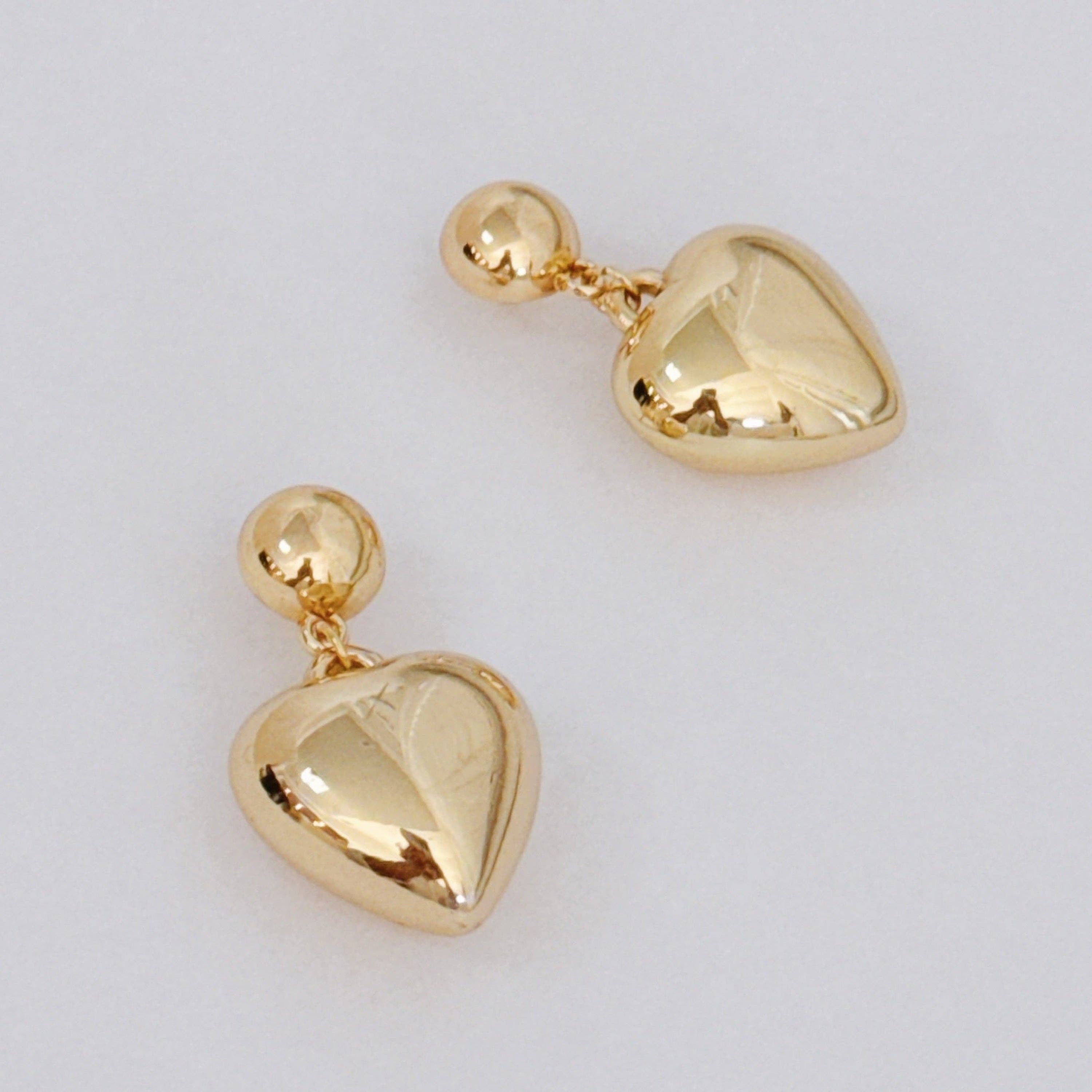 Puff Dangle Heart Earrings