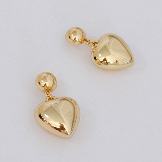 Puff Dangle Heart Earrings