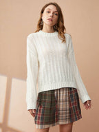 Lace Trim Oversized Knit Sweater