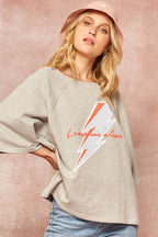 Lightning Bolt Wide-Sleeve Sweatshirt