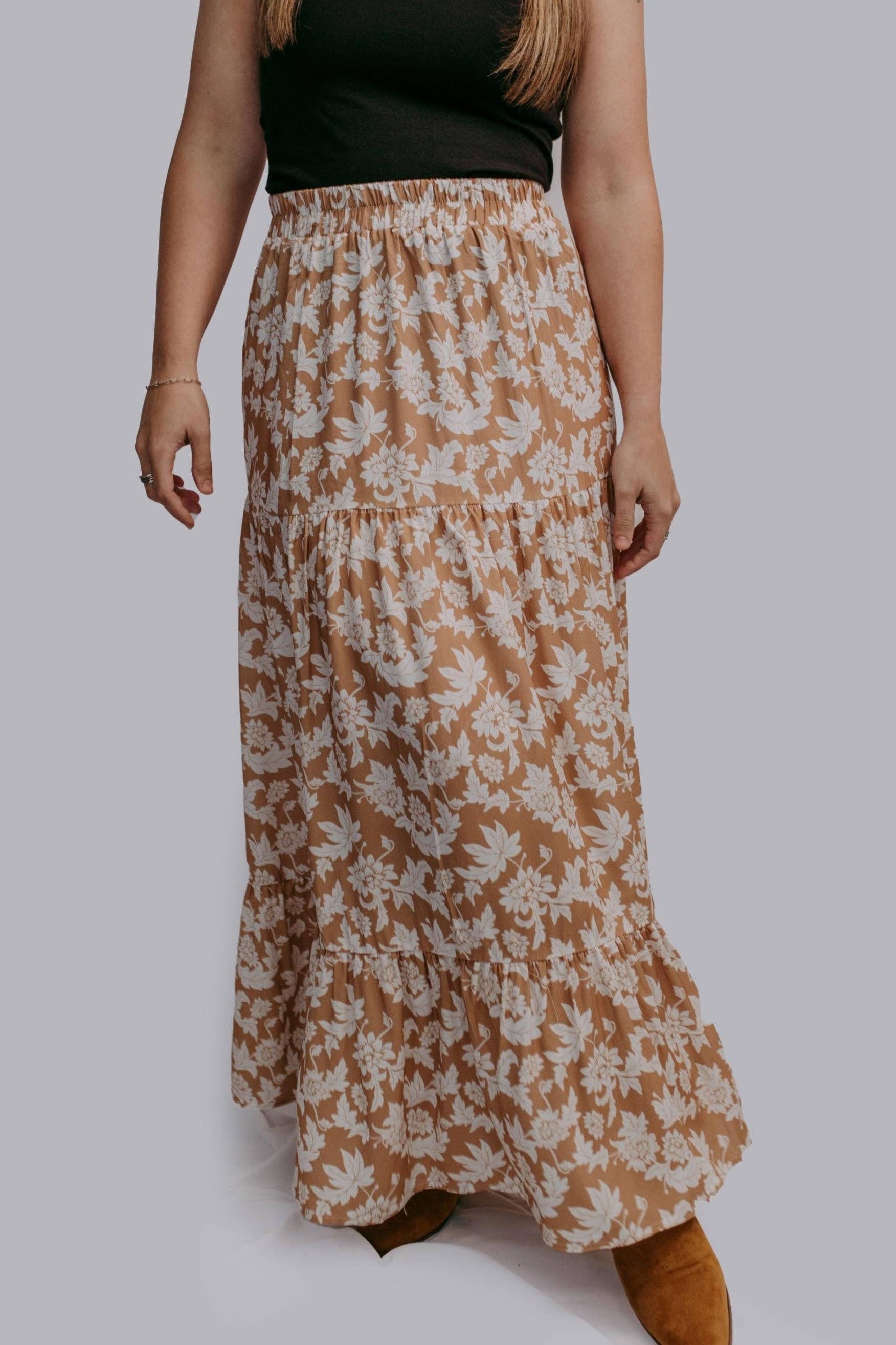 Floral Side Slit Maxi Skirt