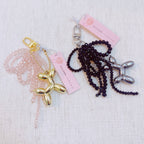 Balloon Dog Bag Charm With Beaded Bow: Pink