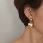 Puff Dangle Heart Earrings