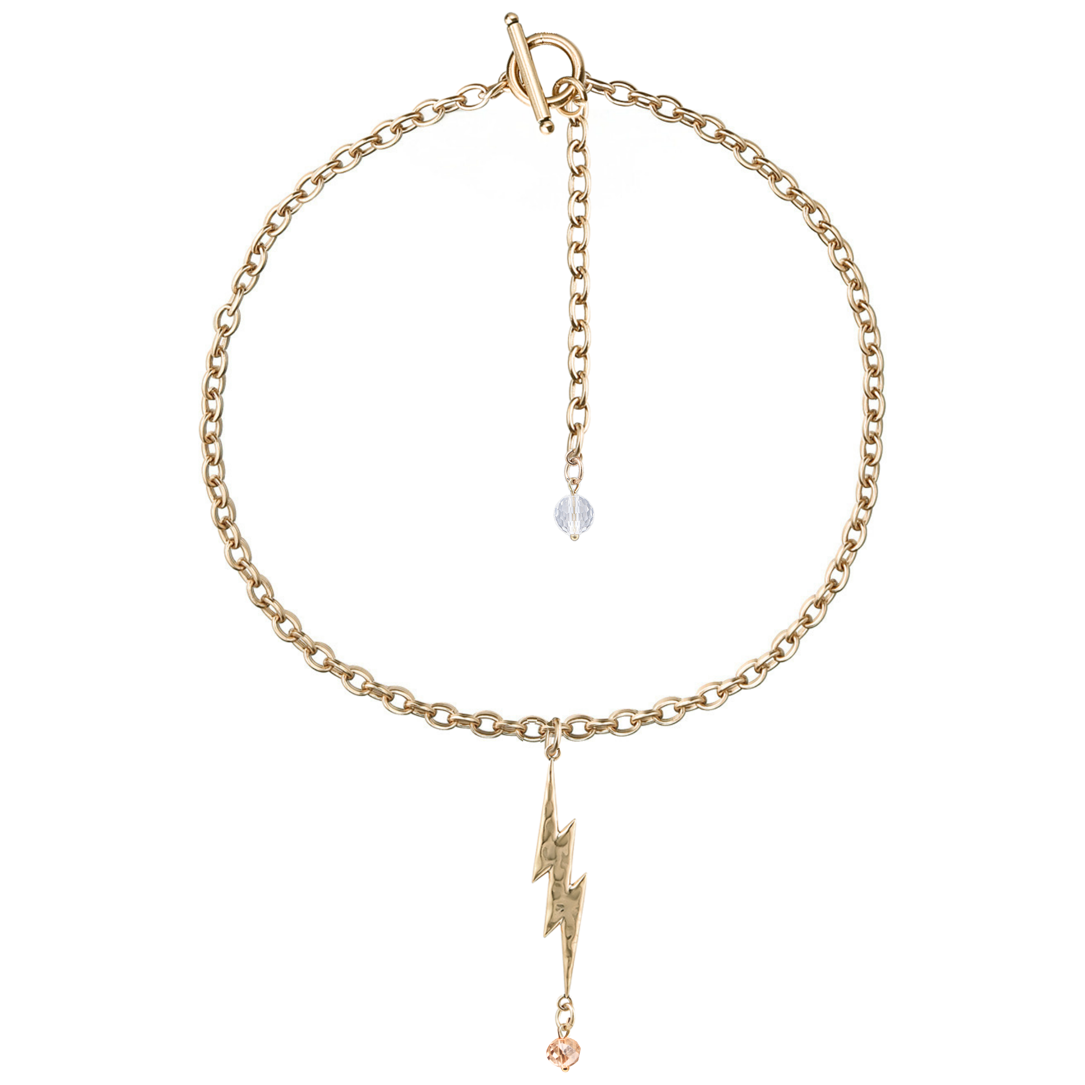 I Am Strong Lightning Bolt Choker Necklace: Silver / M/L (22")