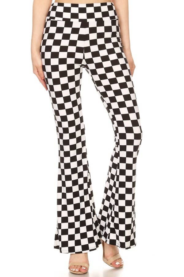 Checkered Bell Bottom Flare Pants