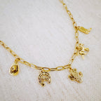 Western Cowgirl Charm Necklace – Cactus, Horseshoe & Boot